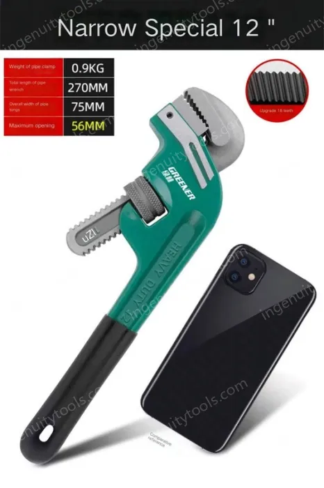 12 inch crooked head pipe wrench
