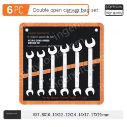 Open 6 pieces (6-19) canvas set Double-ended wrench