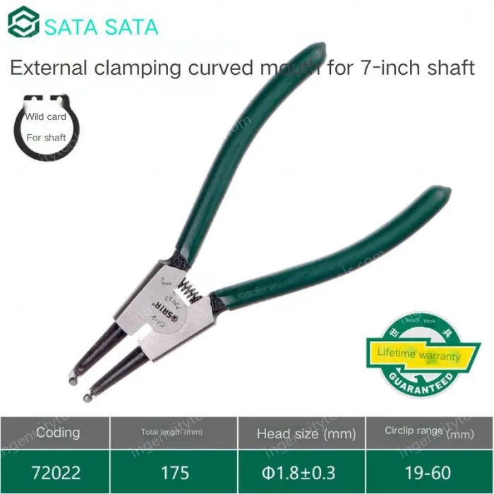 7-inch curved outer circlip pliers 72022