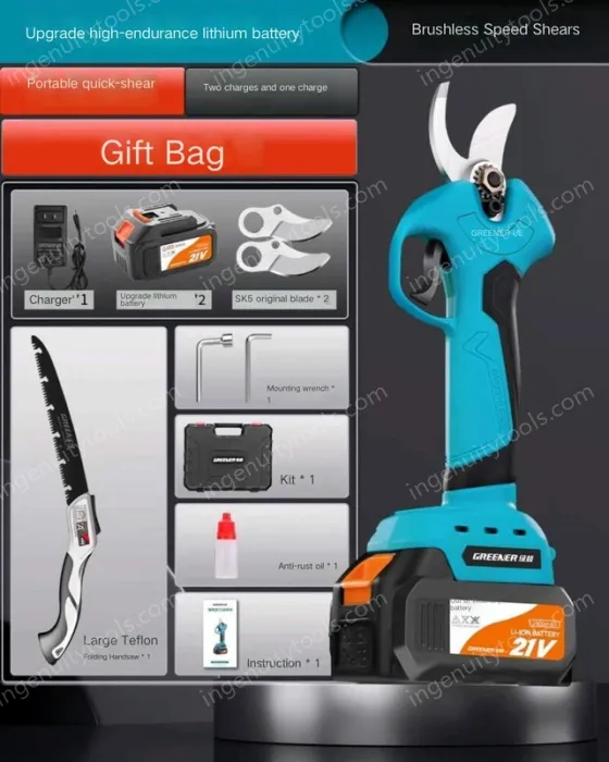 Brushless speed shear king: 3600 hours of strong battery life, 2 batteries and 1 charge