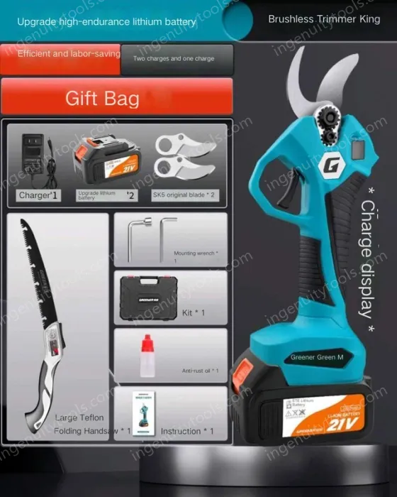 Brushless Trim King: Large-capacity battery: 4800 hours, ultra-long standby, 2 batteries and 1 charge