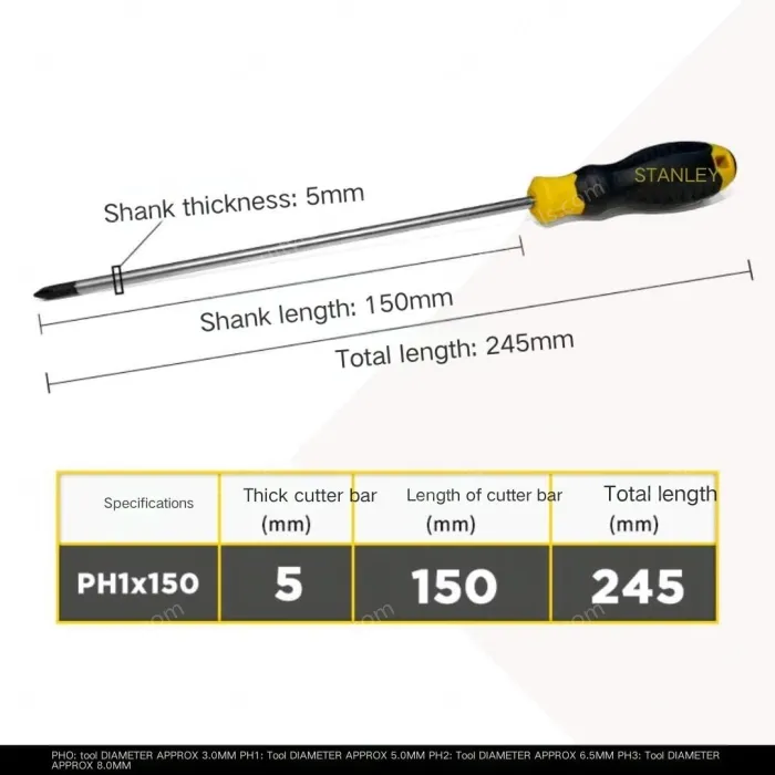 Rubber handle cross PH1x150mm
