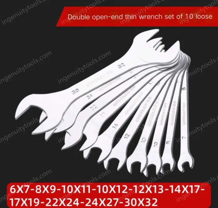 Thin wrench 10-piece set Ultra-thin Double-ended wrench