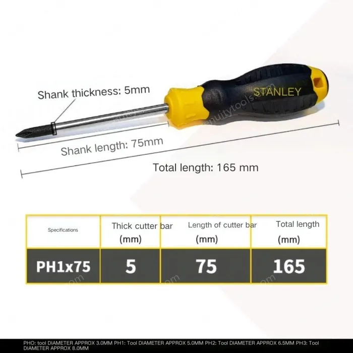 Rubber handle cross PH1x75mm