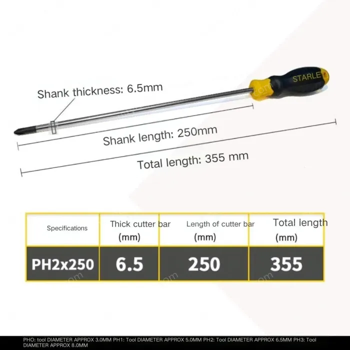 Rubber handle cross PH2x250mm