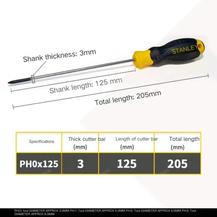 Rubber handle cross PH0x125mm
