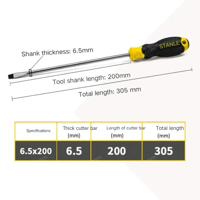 The rubber handle is 6.5x200mm