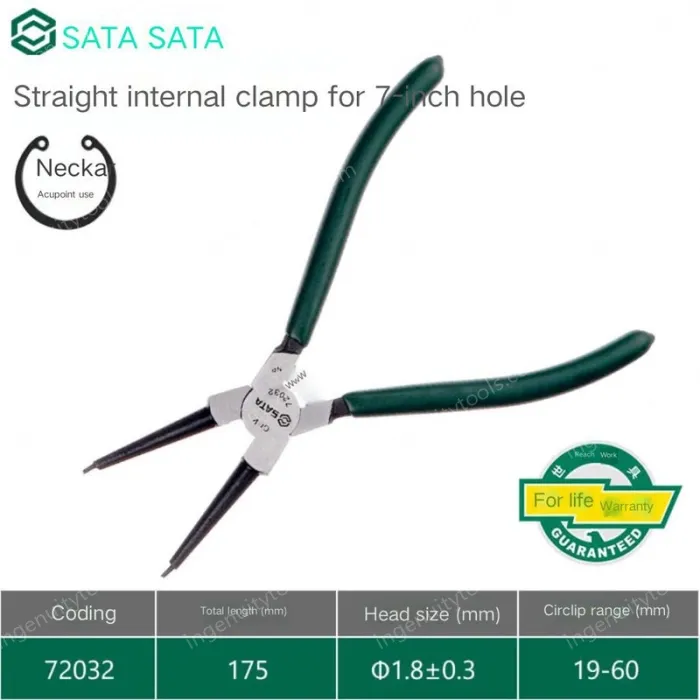 7 inch straight inner circlip pliers 72032
