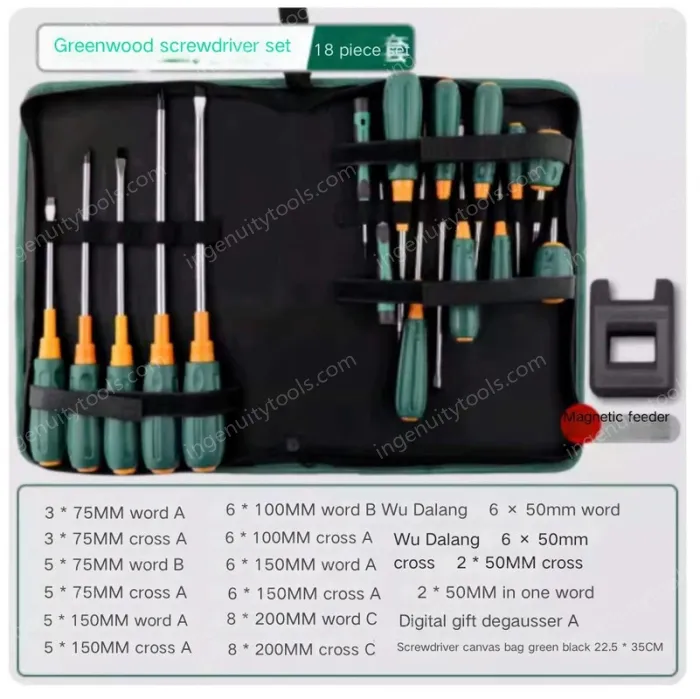 Set of 18 screwdriver canvas sets