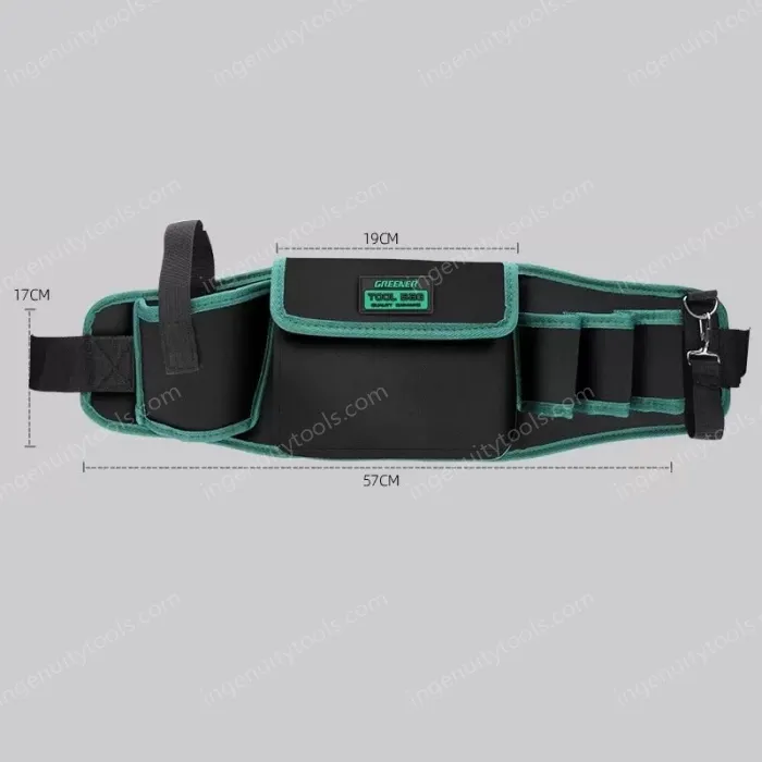 The waist bag can hold a mobile phone and a power drill