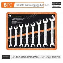 Open 8 pieces (6-24) canvas set Double-ended wrench