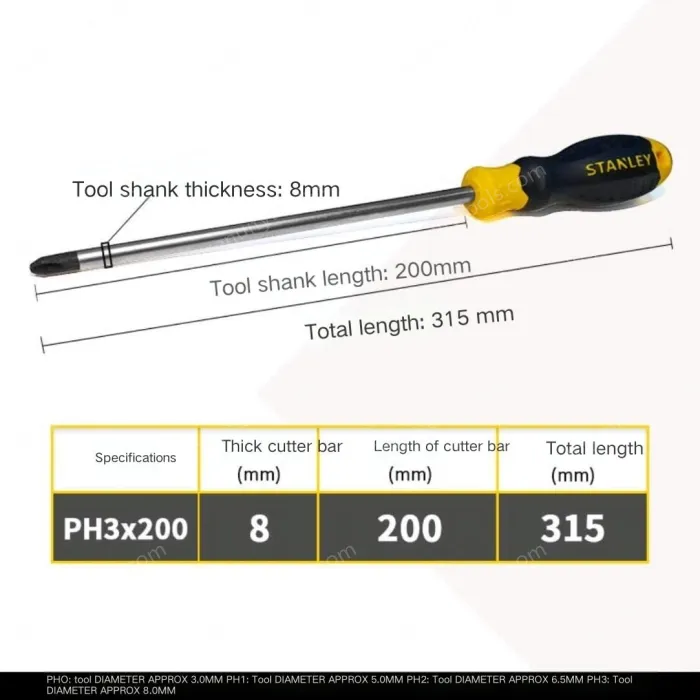 Rubber handle cross PH3x200mm